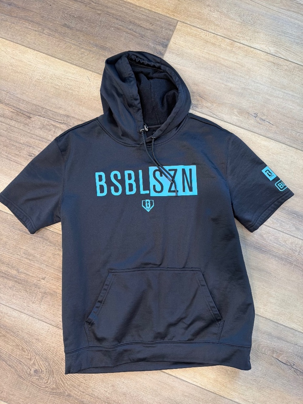 Baseball 101 Short Sleeve Hoodie - Black - Men’s M